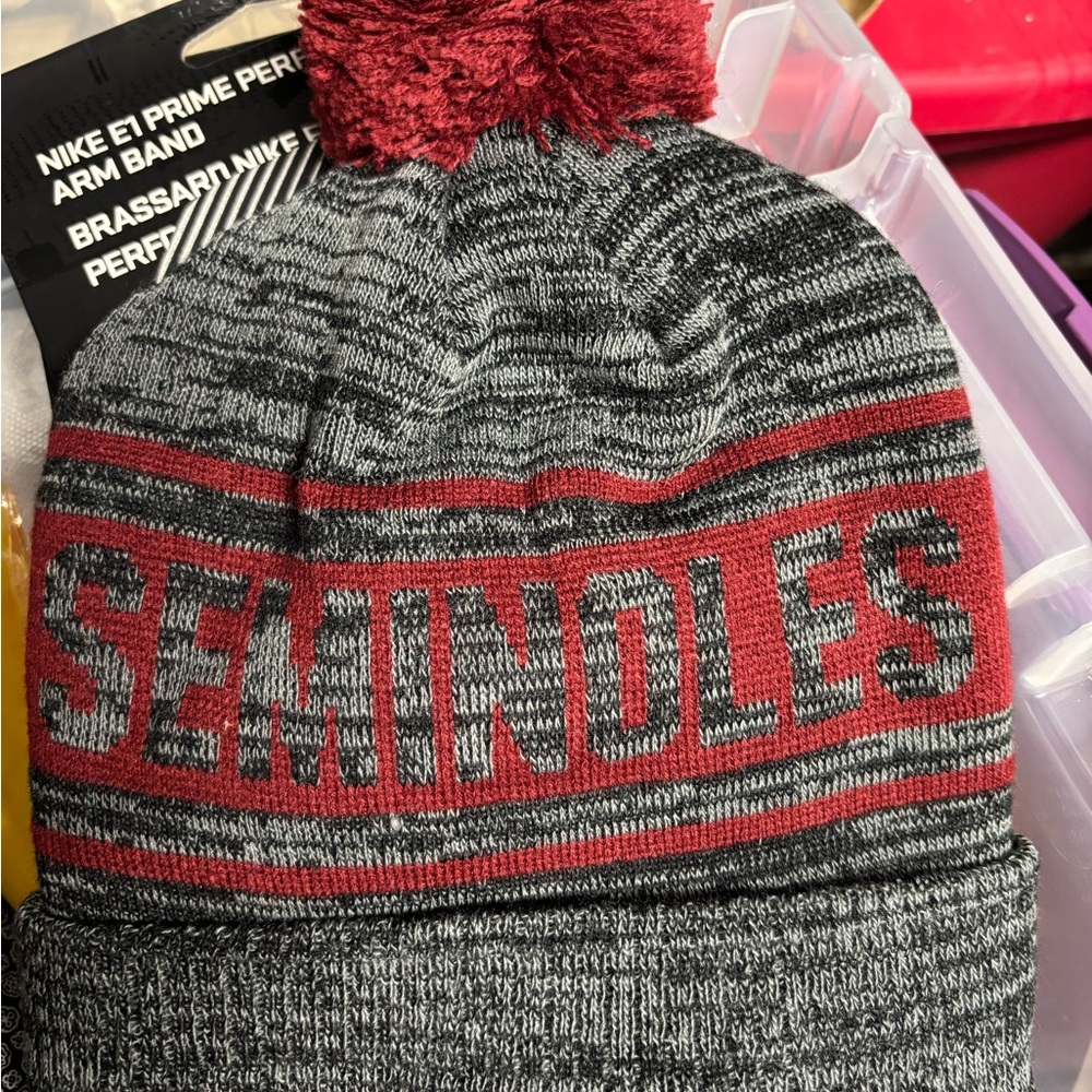 Gray and Red Seminoles Beanie